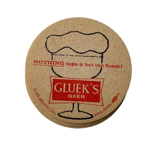 Vintage Gluek's Beer Brown Red Coasters NEW Unused Set of 62 - Picture 1 of 4